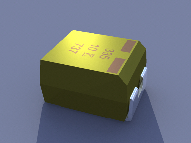 钽表面贴装电容，尺寸B（EIA 3528-21）长3.5 x宽2.8 x高1.9毫米